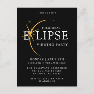 ブラック2024トータル太陽のEclipse表示パーティー ポストカード