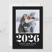 ブラック2025はっきりしたタイポグラフィ年賀写真 シーズンカード (正面)