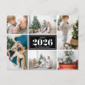 ブラック2025ハッピーニューイヤーフォトコラージュ シーズンポストカード (正面)