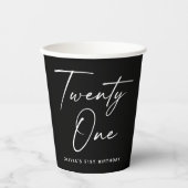 ブラック21歳の誕生日パーティー | モダンな21歳 紙コップ (正面)