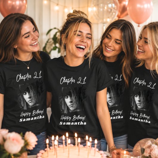 ブラック21歳の誕生日フォトネーム Tシャツ