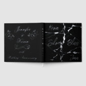ブラック25周年記念シルバー結婚フォイル | ゲストブック (全面)