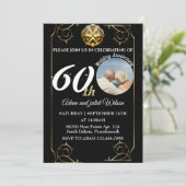 ブラック25th 40th 10th 75th 60結婚th anniversary 招待状 (スタンド正面)