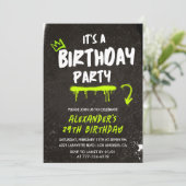 ブラック29歳の誕生日招待状メンズグラフィ絵を描ティ 招待状 (スタンド正面)