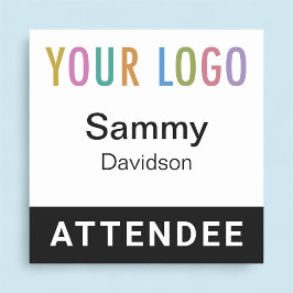 ブラック2x2出席者バッジイベントロゴピンまたはマグネット 名札
