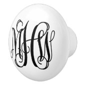 ブラック3イニシャルつる植物スクリプトモノグラムDIY BG セラミックノブ (右)