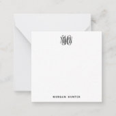 ブラック3イニシャルつる植物スクリプトモノグラムDIY BG ノートカード (正面)