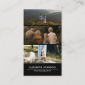 ブラック3フォトコラージュモダン写真 名刺 (正面)