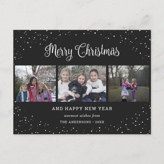 ブラック3フォトコラージュ書道 シーズンポストカード (正面)