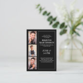 ブラック3フォトモダン卒業式パーティー エンクロージャーカード (スタンド正面)