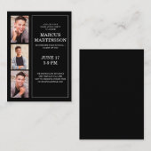 ブラック3フォトモダン卒業式パーティー エンクロージャーカード (正面/裏面)