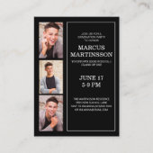 ブラック3フォトモダン卒業式パーティー エンクロージャーカード (正面)