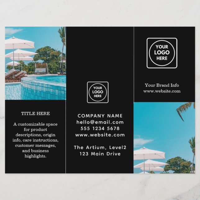 ブラック3折パンフレット | カスタムモダン業 (正面)