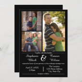 ブラック3枚の写真 - 結婚式招待状 招待状 (正面/裏面)