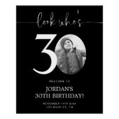ブラック30歳の誕生日ウェルカムサイン | 誰が30歳だって? ポスター (正面)