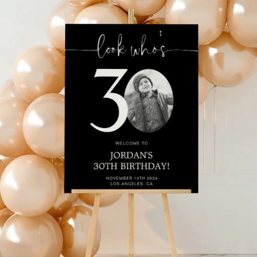 ブラック30歳の誕生日ウェルカムサイン | 誰が30歳だって? ポスター