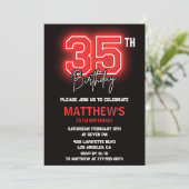 ブラック35歳の誕生日招待状メンネオン 招待状 (スタンド正面)