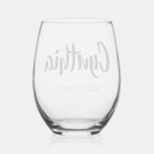 ブラック3Dネームモダンブリデスメイド ステムなしワイングラス (裏面)