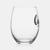 ブラック3Dネームモダンブリデスメイド ステムなしワイングラス (右)