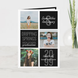 ブラック4フォトおもしろいボックス卒業招待状 招待状