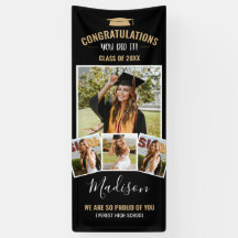 ブラック4モダンフスタイリッシュォトコラージュの卒業式