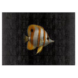 ブラック4ラグジュアリーガラスボード Reef Butterflyfish カッティングボード
