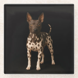 ブラック4ラグジュアリーガラス コースター ヘアレス・テリア 犬