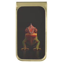 ブラック4ラグジュアリーマネークリップ パンサー カメレオン付き ゴールド マネークリップ