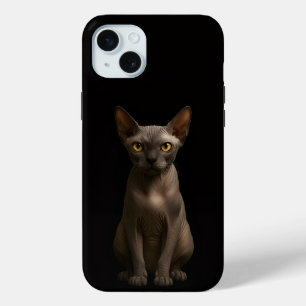 ブラック4ラグジュアリー スフィンクス猫 iPhone 15 Plus Miniケース