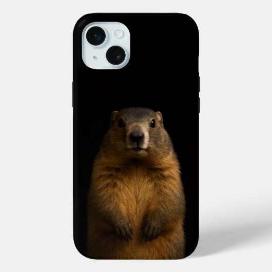ブラック4ラグジュアリー フワフワマーモット iPhone 15 Plus Case-Mate iPhoneケース (裏面)