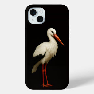 ブラック4ラグジュアリー、優雅なコウノトリ iPhone 15 Plus Miniケース