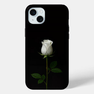 ブラック4ラグジュアリー、純白のバラ iPhone 15 Plus Miniケース