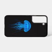 ブラック4ラグジュアリーGalaxy S22ケース、ネオンブルークラゲ Samsung Galaxyケース (裏面横)