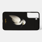 ブラック4ラグジュアリーGalaxy S22+、優雅なシロサギ Samsung Galaxyケース (裏面横)