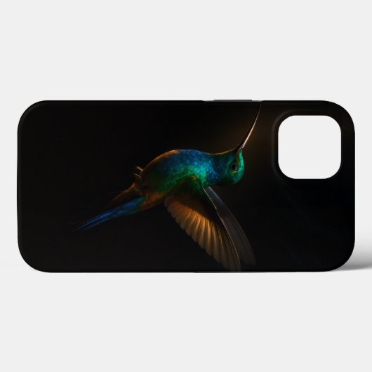 ブラック4ラグジュアリーiPhoneケース、青と金のハチドリ Case-Mate iPhoneケース (裏面 (横))