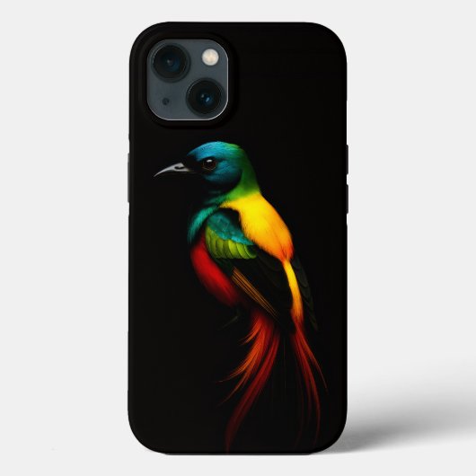 ブラック4ラグジュアリーiPhone13、レインボーテイルの熱帯鳥 Case-Mate iPhoneケース (裏面)