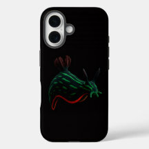 ブラック4ラグジュアリーiPhone16ケースメイト、ネオンウミウシ