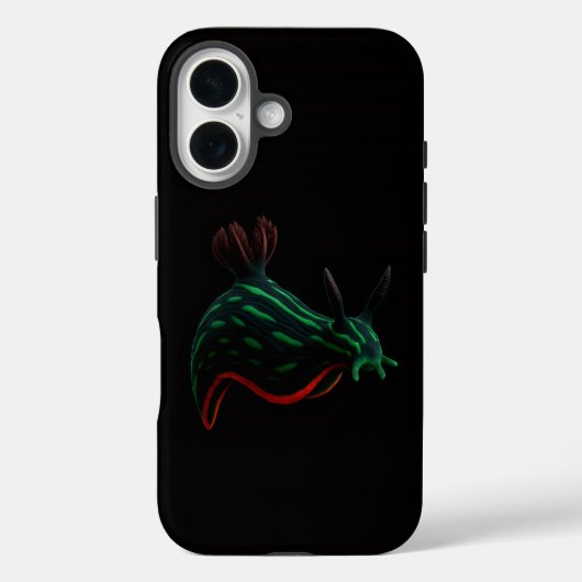 ブラック4ラグジュアリーiPhone16ケースメイト、ネオンウミウシ Case-Mate iPhoneケース (裏面)