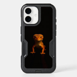 ブラック4ラグジュアリーiPhone16ケース、ヒョウモントカゲモドキ