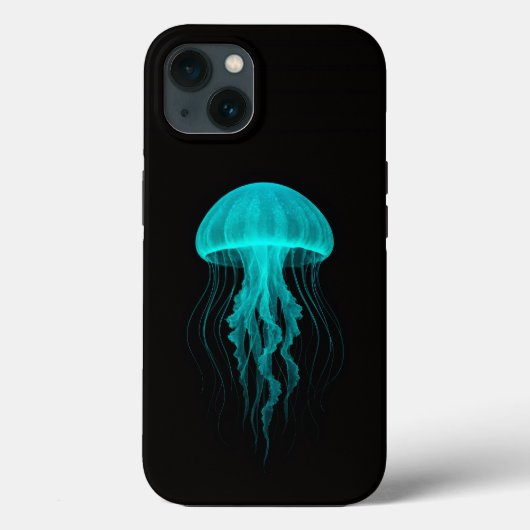 ブラック4ラグジュアリーiPhone 13ケース、アクアグロウクラゲ Case-Mate iPhoneケース (裏面)