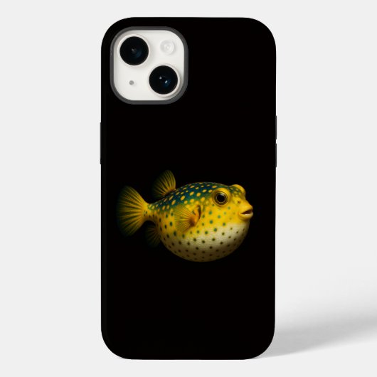 ブラック4ラグジュアリーiPhone 14ケースメイト、ハリセンボン Case-Mate iPhoneケース (裏面)