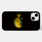 ブラック4ラグジュアリーiPhone 14ケースメイト、ハリセンボン Case-Mate iPhoneケース (裏面 (横))