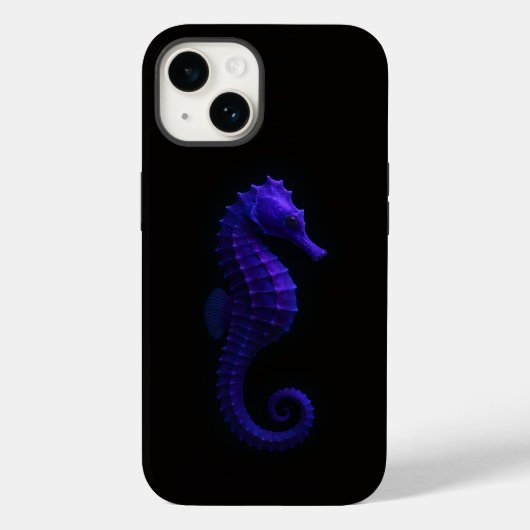 ブラック4ラグジュアリーiPhone 14 Mate、バイオレット シー ホース Case-Mate iPhoneケース (裏面)