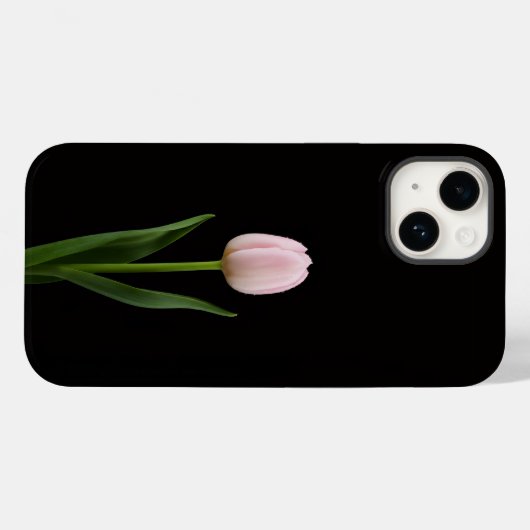 ブラック4ラグジュアリーiPhone 14 Mate、ピンクのチューリップ Case-Mate iPhoneケース (裏面 (横))