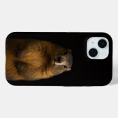 ブラック4ラグジュアリーiPhone 15ケース、ふわふわのマーモット Case-Mate iPhoneケース (裏面 (横))