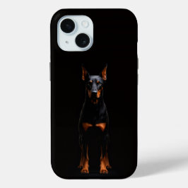 ブラック4ラグジュアリーiPhone 15ケース、ガーディアドーベルマン iPhone 15ケース