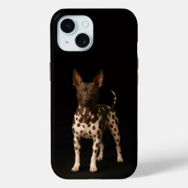 ブラック4ラグジュアリーiPhone 15ケース、ヘアレス・テリア犬 iPhone 15ケース