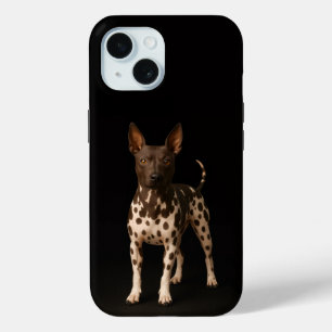 ブラック4ラグジュアリーiPhone 15ケース、ヘアレス・テリア犬 iPhone 15ケース