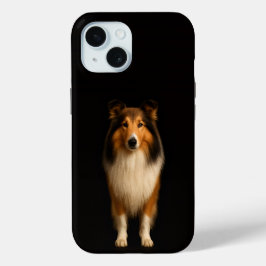 ブラック4ラグジュアリーiPhone 15ケース、忠実なコリー犬 iPhone 15ケース