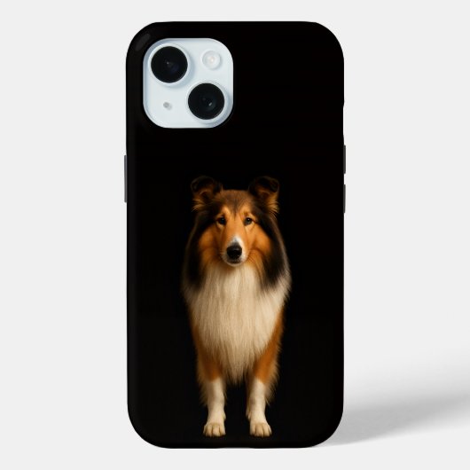ブラック4ラグジュアリーiPhone 15ケース、忠実なコリー犬 Case-Mate iPhoneケース (裏面)